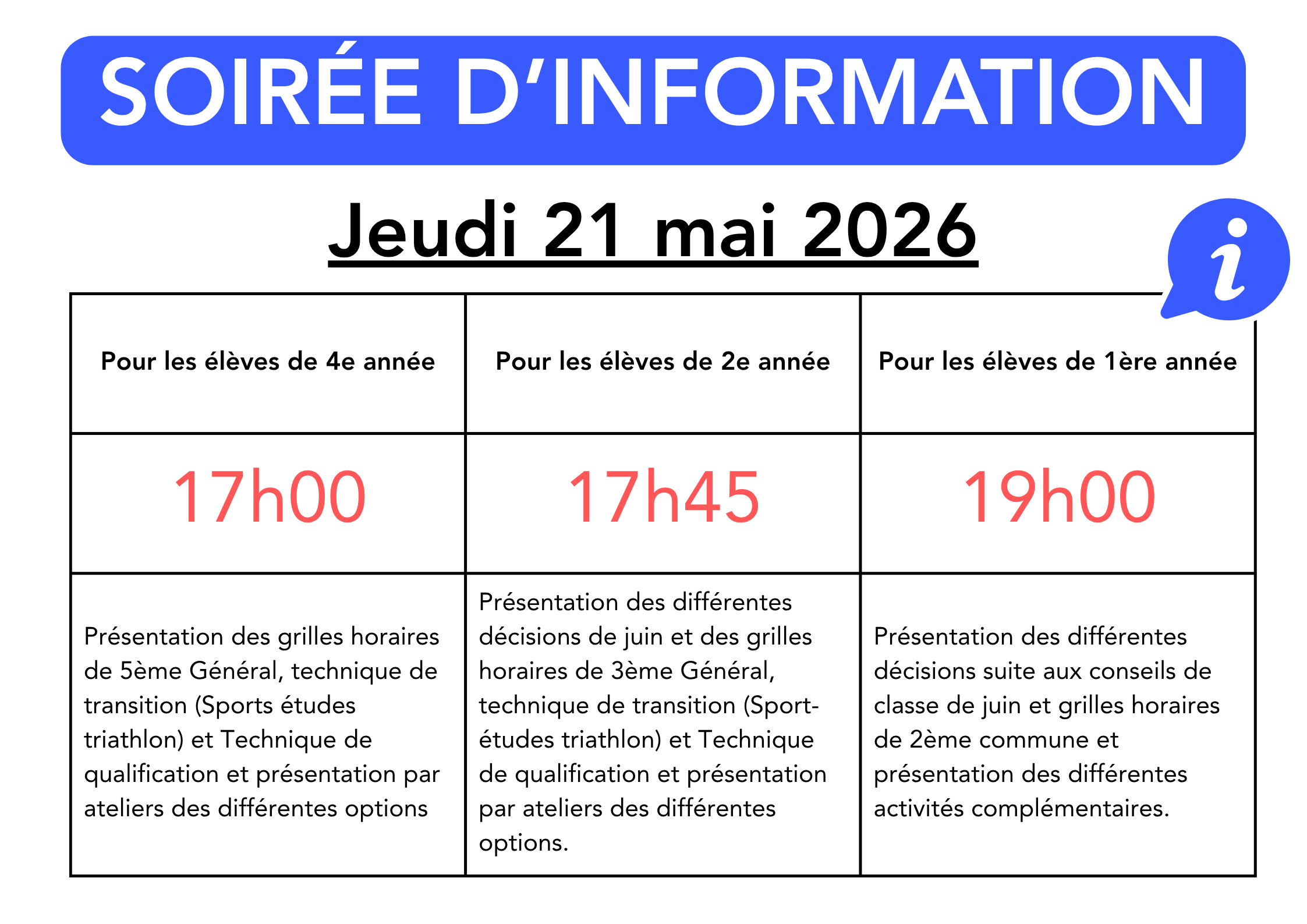 Soirée d'information 2026